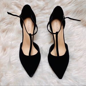 Black t-strap heels